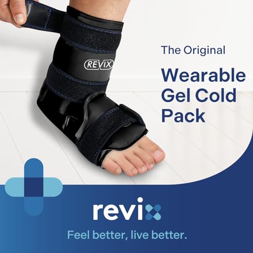 REVIX Ankle Ice Pack Wrap for Foot Pain Relief and REVIX Shin Compression Sleeve for Shin Splints