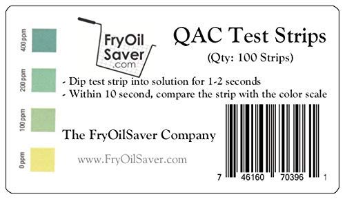 100x QAC Test Strips by FryOilSaver Co., 0-400PPM Quaternary Ammonium Sanitzer Testing Kit, Multi Quat Strips, Quaternary Ammonia Sanitizer Testing Strip for Hotel & Restaurants, Bar and Food Services 100 - BeesActive Australia