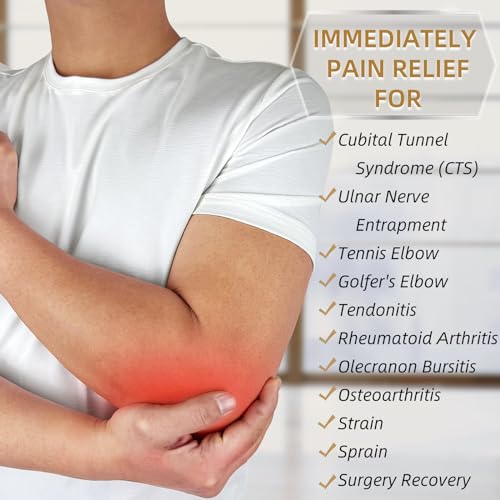 Elbow Brace for Cubital Tunnel Syndrome w/ 4 Removable Metal Splint Black-Right