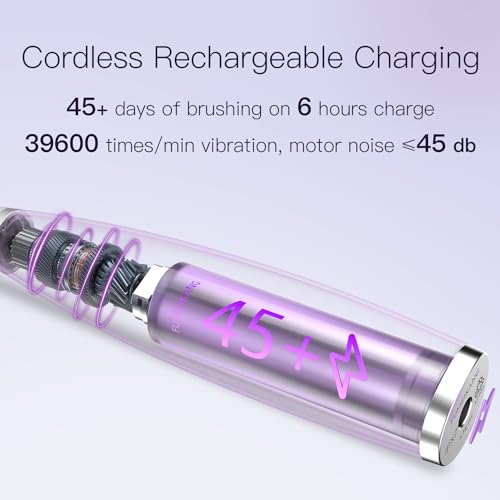 Kids Electric Toothbrushes Toddlers Rechargeable, 6 Heads, Ages 2-12 Purple