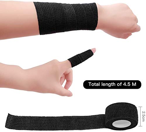 Self Adhesive Bandage Rolls Grip Cover Sensi Wrap Tape for Sports,Wrist,Ankle,Pets 5-Yards 24pcs (1 inch, Black) 1 Inch (Pack of 24) - BeesActive Australia