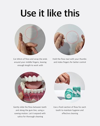 LiveOrals Live Sponge Dental Floss – 164ft (50m) Pack of 6, PFAS-Free, Non-Toxic Wax, Expanding 3D Mesh for Gentle & Effective Cleaning Between Teeth