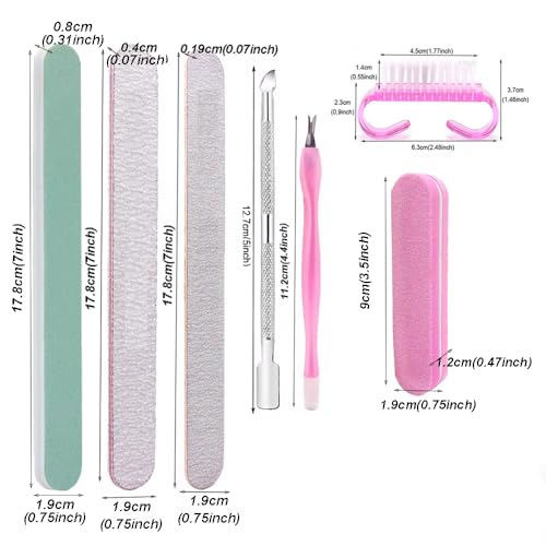 8Pcs Nail Manicure Care Tool Kit Set with Nails Buffer Block and Files, Dust Cleaning Brush, Pusher and Trimming Tools