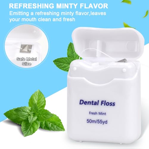 100 Pack Dental Floss Bulk Mint Flavored Floss Travel Oral Care Dental Floss for Adults Teeth and Gum Protection, Each 164 ft/ 50 Meters(White)