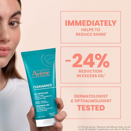 Avène Cleanance Cleansing Gel Soap Free Cleanser for Acne Prone, Oily, Face & Body, Alcohol-Free 6.7 Fl Oz (Pack of 1)