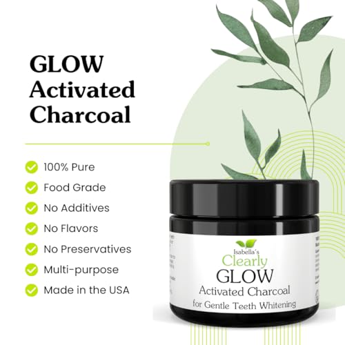 Glow Natural Teeth Whitening Kit – Activated Charcoal Tooth Powder + Bamboo Toothbrush + Copper Tongue Cleaner | Fluoride Free, Non-Peroxide Oral Care