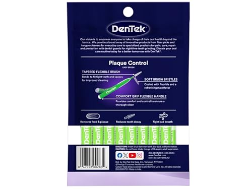 DenTek Easy Brush Interdental Cleaners, Extra Tight Between Teeth Brushes, Plaque Control, Dental Picks for Oral Care, Flexible Brush, 16 Count (Pack of 6) 16 Count (Pack of 6)