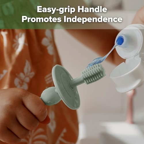 haakaa 360° Baby Toothbrush - Pea Green Gentle Pour Bath Rinse Cup - Pea Green