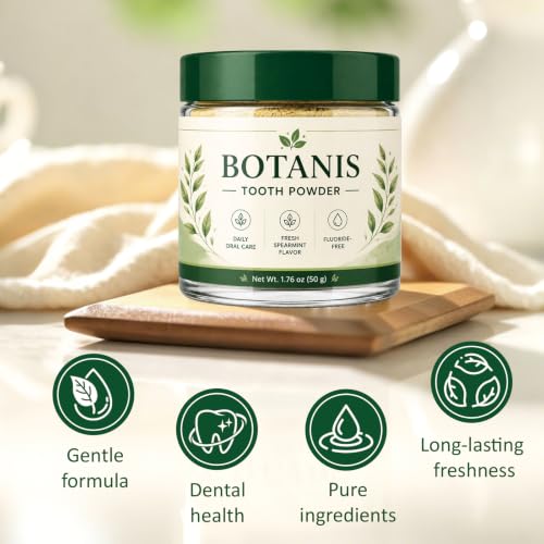 Botanis Tooth Powder with Hydroxyapatite, Fluoride-Free Oral Care, Mint