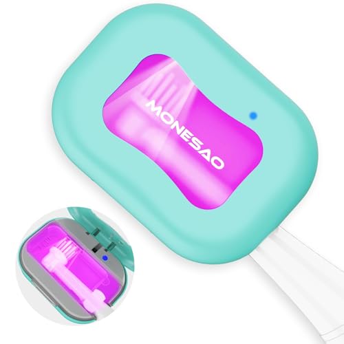 MONESAO Toothbrush Case, Toothbrush Covers with Holder, Rechargeable Toothbrush Cleaner Case for All Toothbrushes Blue/White