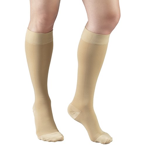 Truform 15-20 mmHg Compression Stockings, Men & Women Medical Closed Toe Beige Medium