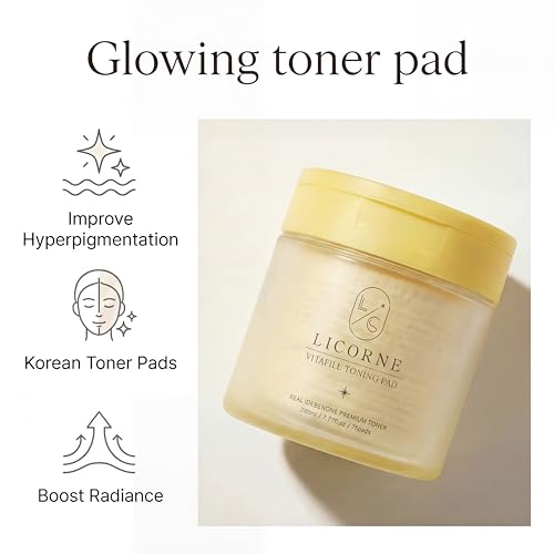 Licorne Vitafill Toning Pads – Korean Toner Pads for Face, Hydrating Facial Pads with Niacinamide, Skin-Smoothing Pads for Smooth, Radiant-Looking Skin, Daily Skincare
