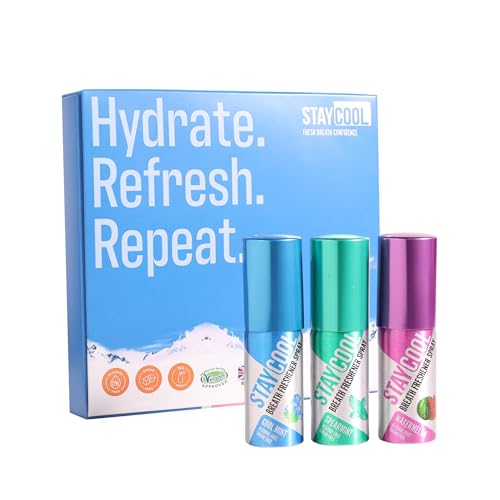 Stay Cool Mint Duo Plus Watermelon Breath Freshener Sprays - Cool Mint, Spearmint, Watermelon 3-Pack