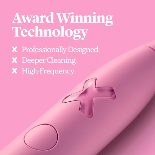 Made by Dentists PRO‑X Sonic Electric Toothbrush for Adults – 70‑Day Battery on One Charge, Dentist‑Designed Whitening Rechargeable Toothbrush, 3 Brush Heads & Travel Case, 3 Modes, Pink