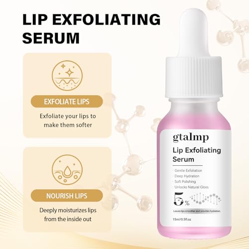 PHA 5% Exfoliating Lip Serum - Gentle Overnight Treatment for Dry, Flaky Lips, Hydrating Lip Exfoliator & Primer for Smoother, Softer & Plump-Looking Lips (1) 1