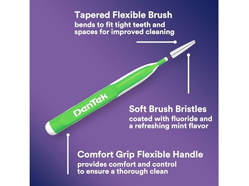 DenTek Easy Brush Interdental Cleaners, Extra Tight Between Teeth Brushes, Plaque Control, Dental Picks for Oral Care, Flexible Brush, 16 Count (Pack of 6) 16 Count (Pack of 6)