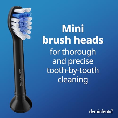demirdental Toothbrush Heads mini Sensitive Compatible with Philips Sonicare Toothbrush Heads - Soft & Small Replacement Heads for Sensitive Teeth - Black - Replaces HX6088b - 8 Pack