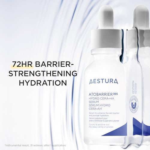 AESTURA ATOBARRIER365 Hydro CERA-HA Korean Face Serum with Ceramides, Hyaluronic Acid & Niacinamide | Lightweight Hydrating Serum for Barrier Repair & Glow For Dry & Sensitive Skin, 30ML / 1.01 fl.oz.