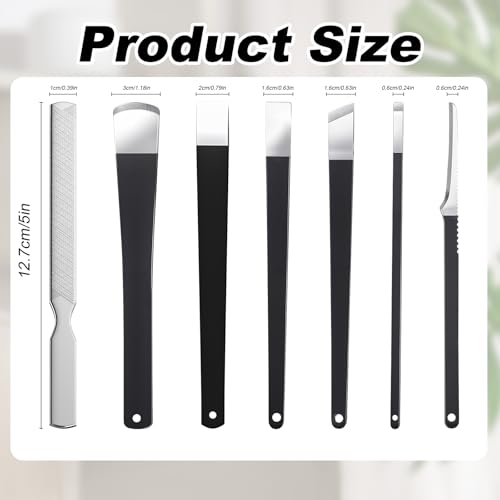 7 Pcs Professional Pedicure Tools for Feet, Stainless Steel Ingrown Toenail Removal Blade Kit with File, Toe Nail Knife Set for Men Women,Corn and Rasp Callus Remover Foot Scraper for Dead Skin