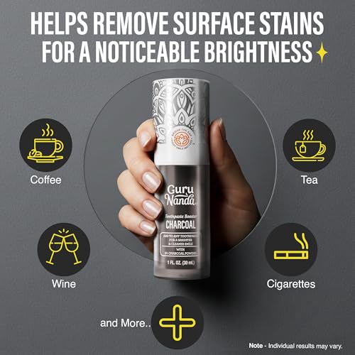 GuruNanda Charcoal Toothpaste Booster with 5% Charcoal Powder – Add to Toothpaste for Whitening, Fluoride-Free, Peroxide-Free Formula, Up to 60 Uses (Pack of 2) 1 Fl Oz (Pack of 2)