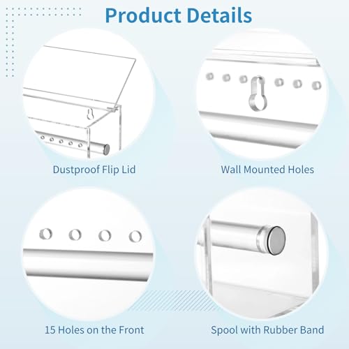 Acrylic Orthodontic Power Chain Organizer, Dental Organizer for Rubber Chain, Orthodontic Elastic Power Chain Dispenser Reel Box with Flip Lid, Dental Office Supply