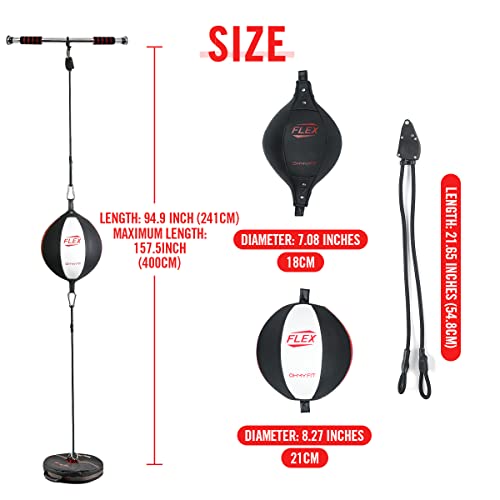 Flex Double End Punching Bag - Bungee Cords w/Special Flex Adjustable System - Durable Bladder Speed Bag - Boxing Training Equipment for Adults - Home Gym Accessories Round - BeesActive Australia