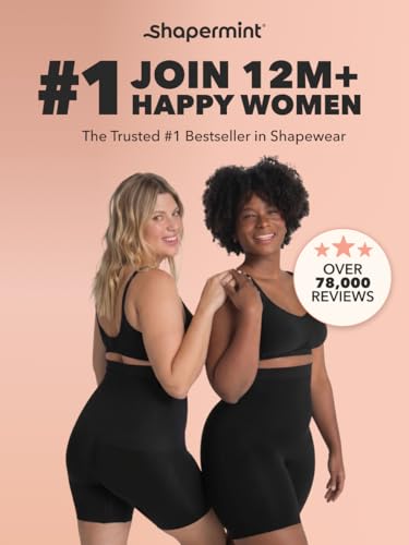 SHAPERMINT Shapewear for Women - High-Waisted Shapewear Tummy Control Shorts, Thigh Slimmer, Underwear for Women X-Large-XX-Large Black