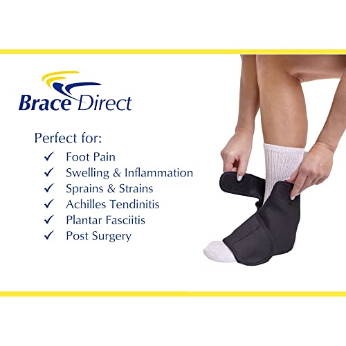 Brace Direct Gel Ankle Brace + Foot Ice Wrap (L/XL)-Stirrup Brace & Splint for Ankle Support with Swelling, Inflammation, Acute Ankle Injuries & Chronic Instability