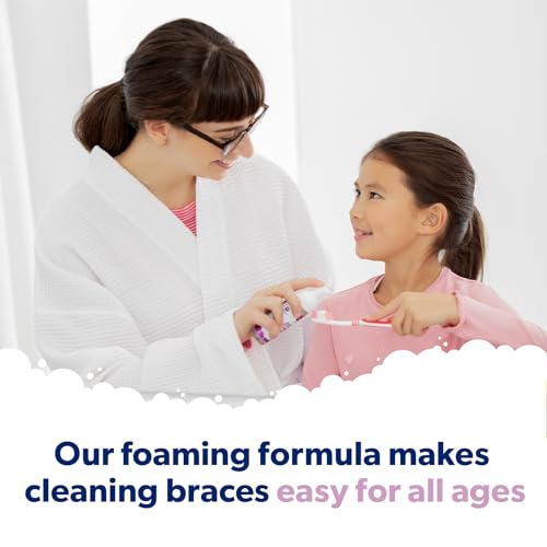 EverSmile OrthoFoam Anticavity Braces Cleaner w/Fluoride — 60 Uses Per 50ml Bottle – Helps Strengthen Enamel & Protect Against Cavities – Foam Cleans Under Metal & Ceramic Braces – 2 Pack, Bubble Gum