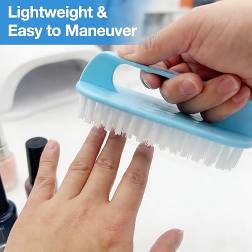 Large Perfect-Grip Hand & Nail Cleaning Brush with Four-Finger Handle, Blue Heavy-Duty Design (2 Pack)