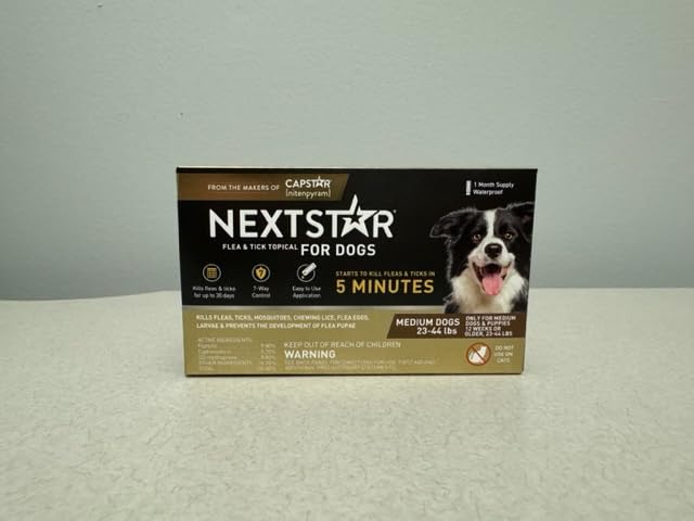 NEXTSTAR Flea and Tick Prevention for Dogs, Repellent, and Control, Fast Acting Waterproof Topical Drops for Medium Dogs, 3+1 Month Bundle