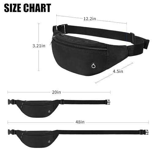 Viqueen Fashion Fanny Packs For Men and Women Foldie Crossbody Bag with Zipper and Pockets Water Resistant,Hands Free Phone Carrying Black+Navy+Light Grey Black+Beige 3 Pack 4-zipper Waist Pack