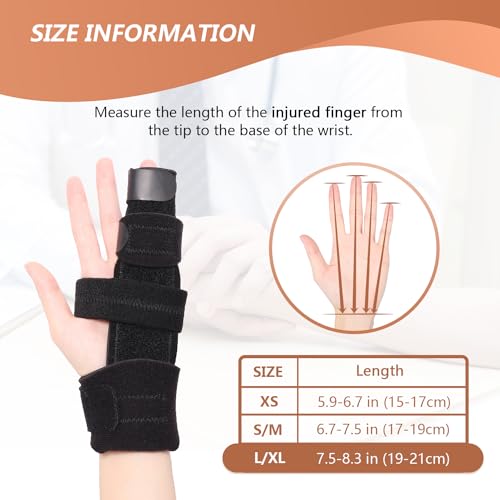 Trigger Finger Splint Finger Brace for 2 Fingers Reversible Finger Splints for Mallet Finger Broken Finger Arthritis Metacarpal Fracture Hand Brace with Finger Support Joints Immobilizer-L/XL L/XL