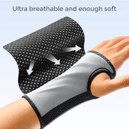 FREETOO Carpal Tunnel Wrist Brace Night Support, Right Hand, Medium Right Hand (Black-Rose Red)