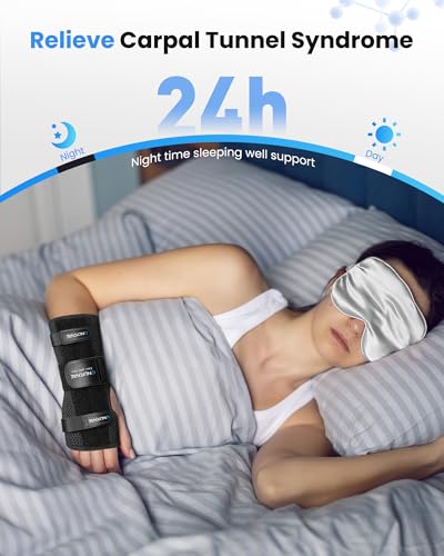 ONLYCARE FSA HSA Carpal Tunnel Wrist Brace Fit Right Hand, Adjustable Wrist Wraps Night Support, Metal Splint Stabilizer Relief Pain for Women Men, Hand Brace for Sprain, Arthritis, Tendonitis, S Black S (Wrist : 5"-6")