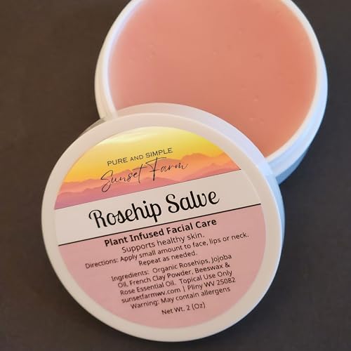 Rosehip Salve for Nourished Face & Skin | Organic, Non-GMO, Small-Batch Herbal Balm | Family Made in WV | 2 oz Jar
