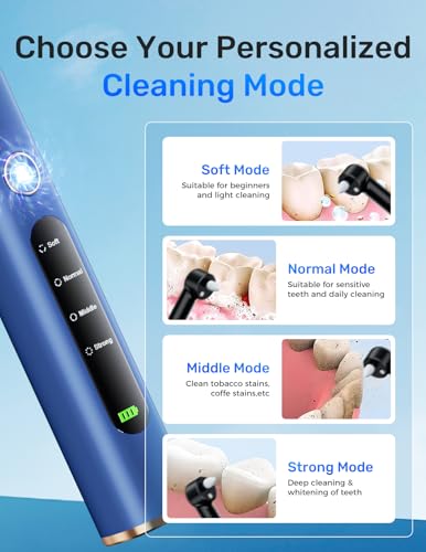 Rechargeable Tooth Polisher, Teeth Polishing Kit for Teeth Whitening, Tooth Polisher for Tartar Stain Removal, Teeth Cleaner Tools for Home Use with 3 Polish Paste and 5 Brush Heads, LED Light