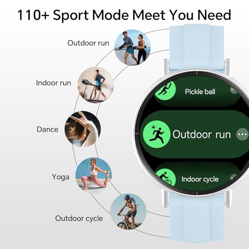 Smart Watches for Men Women,Smartwatch for iPhone/Samsung/Android,(Answer/Make Call),1.57" HD 43mm Fitness Tracker with Heart Rate/SpO2/Sleep Monitor,IP68 Waterproof,110+ Sport Mode,with 2 Bands Sky Blue 1.57 inches