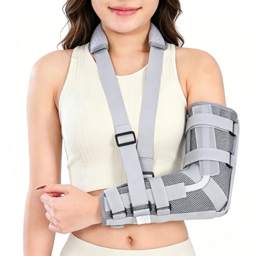 Elbow Joint Fixation Brace, Elbow Immobilizer, Arm Support Splint Adjustable Arm Sling for Fractures, Post-Surgery Recovery,Bursitis and Tendonitis (M) M：Height 5′5″ – 5′9″