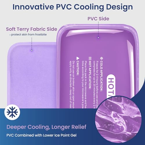 REVIX Ice Packs for Injuries Reusable, 2 Pack Hot & Cold Gel Ice Packs Purple Medium 10 x 5 Inch