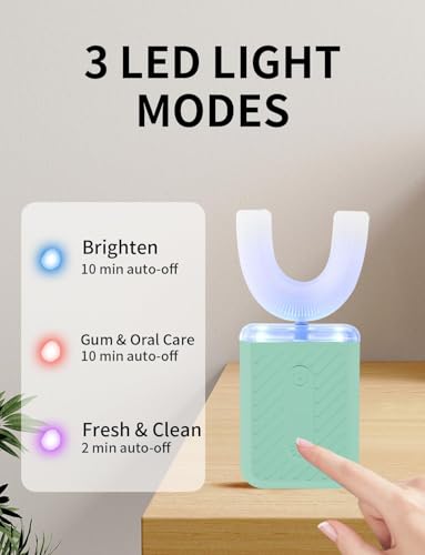 U-Shaped Electric Toothbrush for Adults, Electric Toothbrush with IPX7 Waterproof, U Shaped Toothbrush with 4 Clean Modes