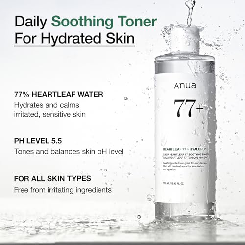 Anua Heartleaf 77 Soothing Toner, 8.45 fl.oz Fragrance-free 8.45 Fl Oz (Pack of 1)