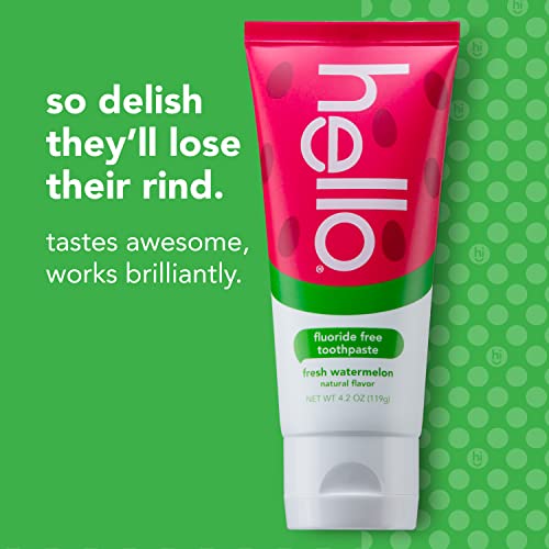 Hello Activated Charcoal Toothpaste, Fluoride Free with Activated Charcoal & Natural Watermelon Flavor Baby & Kids Fluoride Free Toothpaste, Vegan, SLS Free
