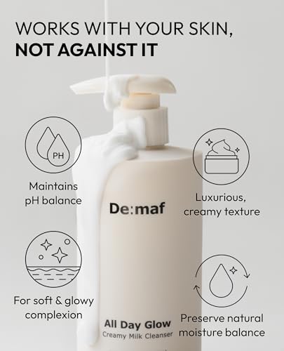 De:maf All Day Glow Milk Cleanser, Face Wash for Sensitive Skin 10.14 fl oz