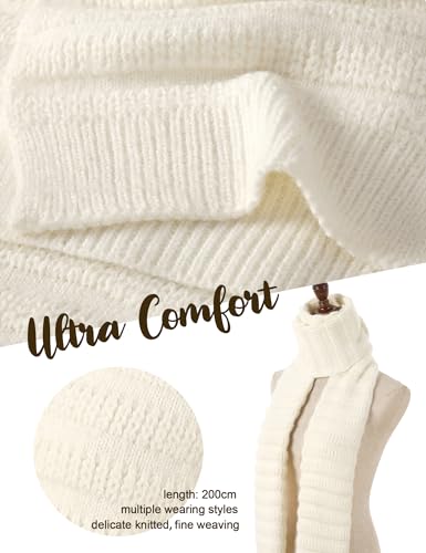 Hat Gloves Scarf Set For Women, Womens Winter Hats Fleece Lined Slouchy Beanie With Pom Scarf Thermal TouchScreen Gloves Sets Ivory