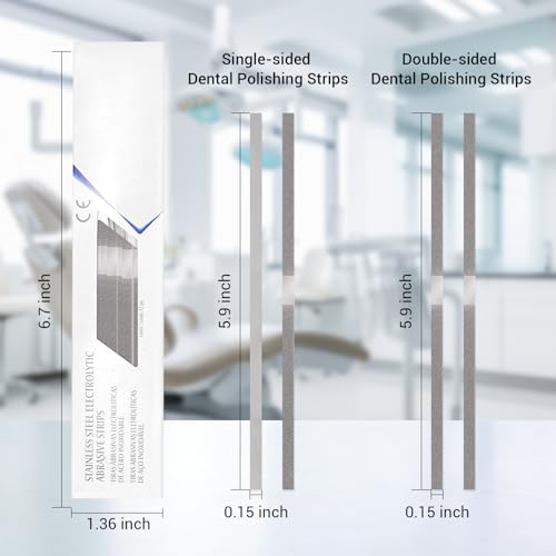 Annhua Teeth Sanding Strip 4 Mm Med Grit Dental Sanding Strips with Uniform Particle, Reusable Stainless Steel Dental Abrasive Strips for Dentists Braces Polishing - One Side|12 Pcs