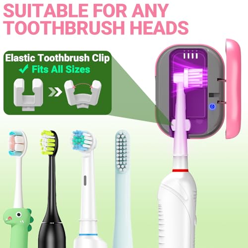 MONESAO Toothbrush Case, Toothbrush Covers, Rechargeable Portable Toothbrush Cleaner Holder Case, Auto Home Travel Tooth Brush Cover Cap Box for All Toothbrushes (Purple/Pink)