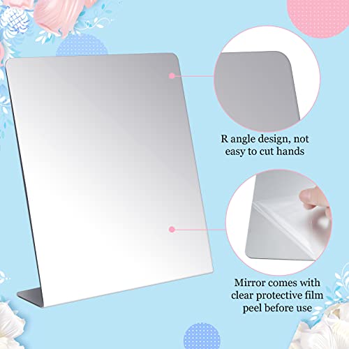 Amyhill 2 Pcs Counter Top Mirror Freestanding Table Desk Mirror Self Portrait Single Sided Acrylic Glass for Tabletop Desk Counter Bedroom Office Bathroom Home Dorm (8.5 x 9 Inch) 8.5 x 9 Inch