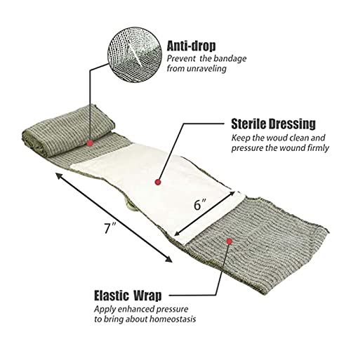 RHINO RESCUE 6" Israeli Emergency Bandage, Tactical IFAK Dressing 5PC 5