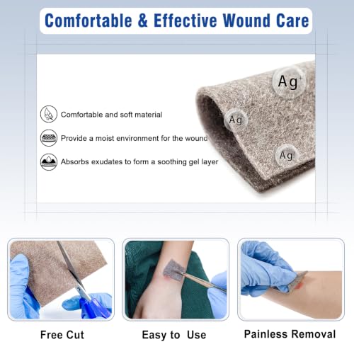 Ceeport Ag Silver Calcium Alginate Wound Dressing Pads 4 "x 4", 10 Pack Silver-4"x4"(Pack of 10)